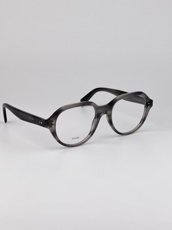 Celine CL50145I 005 “Thin 2 Dots” Rounded Square Eyeglasses Crystal Black & Grey main image 7